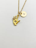 Gold Hand with Heart Charm Necklace, N5401A
