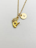 Gold Hand with Heart Charm Necklace, N5401A