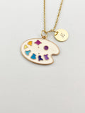 Gold Artist Paint Palette Charm Necklace, N5848