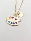 Gold Artist Paint Palette Charm Necklace, N5848