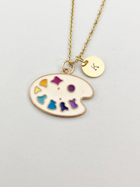Gold Artist Paint Palette Charm Necklace, N5848
