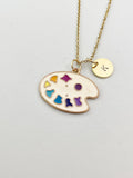 Gold Artist Paint Palette Charm Necklace, N5848