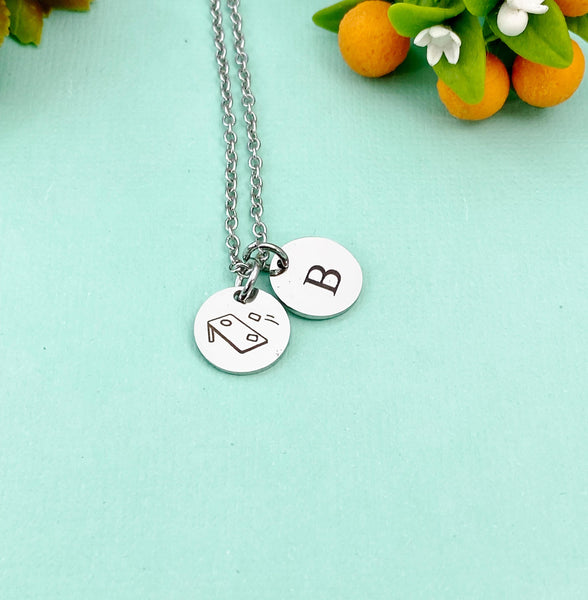 Silver Cornhole Charm Necklace, D228