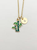 Gold Green Bamboo Stick Charm Necklace, Foodie Green Tree Jewelry Gift, N5855