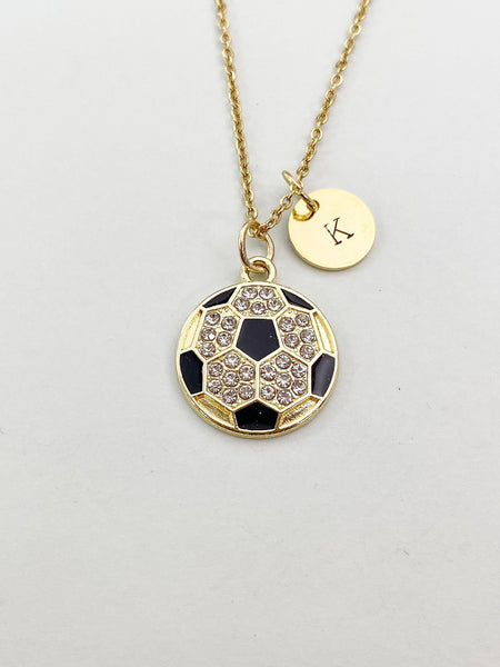 Gold Soccer Charm Necklace, Soccer Sport Jewelry Gift, N5865