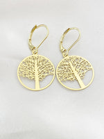 Gold Round Tree Charm Earrings, N5972