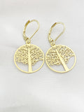 Gold Round Tree Charm Earrings, N5972