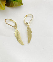 Gold Feather Charm Earrings, N5974