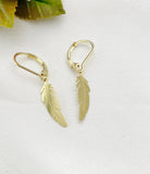 Gold Feather Charm Earrings, N5974