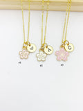 Gold Sakura Flower Charm Necklace, Japanese Cherry Blossom, N5977