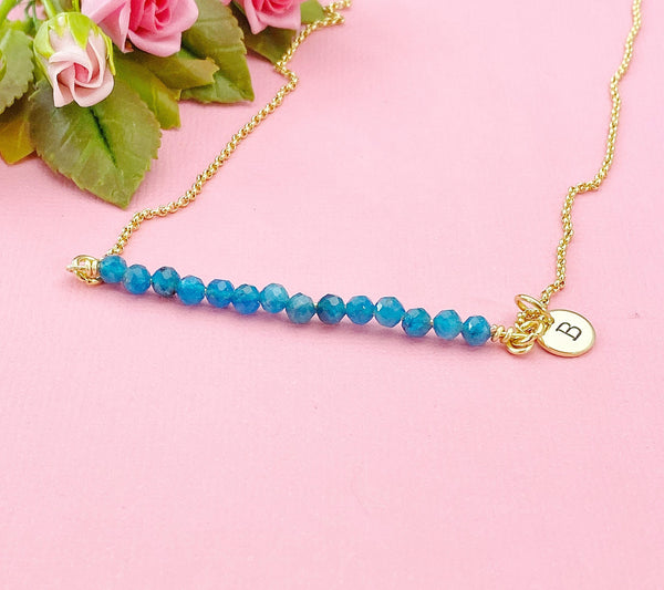 Gold Apatite Necklace, Natural Apatite Gemstone Jewelry, Bracelet Option, Personalized Customized Gifts, N5869
