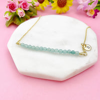 Gold Jade Necklace, Natural White Jade Gemstone Jewelry, Bracelet Option, Personalized Customized Gifts, N5870