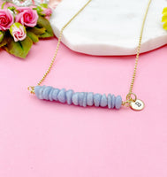 Gold Angelite Necklace, Natural Angelite Gemstone Jewelry, Bracelet Option, N5871