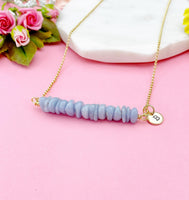 Gold Angelite Necklace, Natural Angelite Gemstone Jewelry, Bracelet Option, N5871