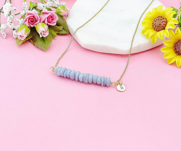 Gold Angelite Necklace, Natural Angelite Gemstone Jewelry, Bracelet Option, N5871