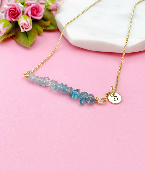 Gold Natural Apatite Necklace, Natural Apatite Gemstone Jewelry, Bracelet Option, N5872