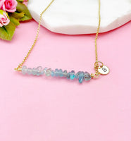Gold Natural Apatite Necklace, Natural Apatite Gemstone Jewelry, Bracelet Option, N5872