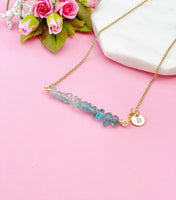 Gold Natural Apatite Necklace, Natural Apatite Gemstone Jewelry, Bracelet Option, N5872