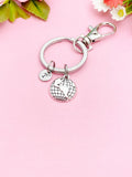 Silver Globe Keychain, Personalized Initial Charm, Travel Gift