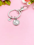 Silver Globe Keychain, Personalized Initial Charm, Travel Gift