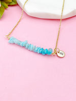 Gold Natural Amazonite Necklace, Natural Amazonite Gemstone Jewelry, Bracelet Option, N5873