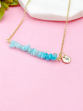 Gold Natural Amazonite Necklace, Natural Amazonite Gemstone Jewelry, Bracelet Option, N5873