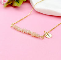 Gold Natural Sunstone Necklace, Natural Sunstone Gemstone Jewelry, Bracelet Option, N5874