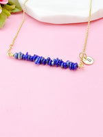 Gold Lapis Lazuli Necklace, Natural Lapis Lazuli Gemstone Jewelry, Bracelet Option, N5876