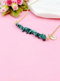 Gold Natural Malachite Necklace, Natural Malachite Gemstone Jewelry, Bracelet Option, N5877