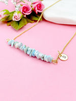 Gold Natura Larimar Necklace, Natura Larimar Gemstone Jewelry, Bracelet Option, N5878