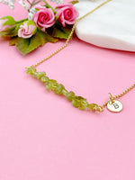 Gold Natural Peridot Necklace, Natural Peridot Gemstone Jewelry, Bracelet Option, N5879