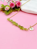 Gold Natural Peridot Necklace, Natural Peridot Gemstone Jewelry, Bracelet Option, N5879