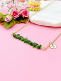 Gold Natural Diopside Necklace, Natural Diopside Gemstone Jewelry, Bracelet Option, N5880