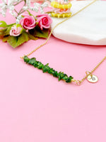 Gold Natural Diopside Necklace, Natural Diopside Gemstone Jewelry, Bracelet Option, N5880