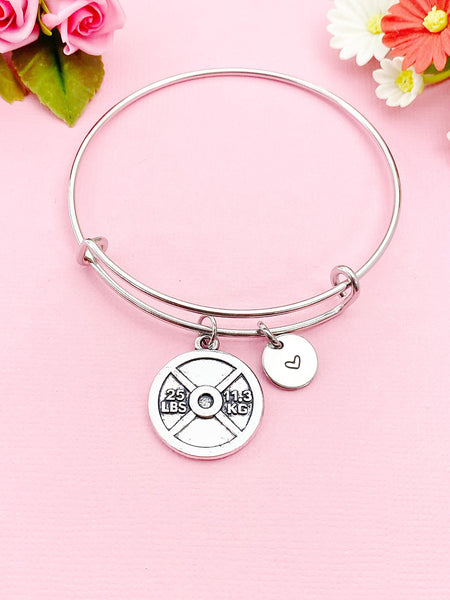 Silver Barbell Weight Charm Bracelet, N5980