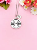 Silver Barbell Charm Necklace, Weight Necklace, N5980A