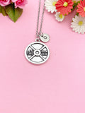 Silver Barbell Charm Necklace, Weight Necklace, N5980A