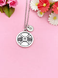 Silver Barbell Charm Necklace, Weight Necklace, N5980A