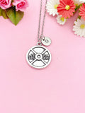 Silver Barbell Charm Necklace, Weight Necklace, N5980A