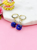 Gold Lapis Lazuli Earrings, Natural Lapis Lazuli Gemstone Jewelry, Silver Option, N5881