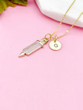 Gold Medical Injection Syringe Charm Necklace, N2975P