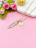 Gold Medical Injection Syringe Charm Necklace, N2975P