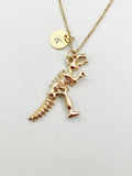 Gold Dinosaur Skeleton Charm Necklace, N5882