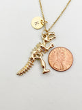 Gold Dinosaur Skeleton Charm Necklace, N5882