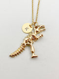 Gold Dinosaur Skeleton Charm Necklace, N5882
