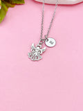 Silver Guardian Angel Necklace, Initial Charm, Personalized Gift