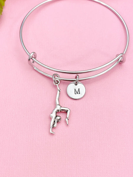 Silver Gymnastic Charm Bracelet, Personalized Gift, N4742A
