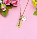 Gold Ukulele Charm Necklace, Music Instrument Musician Jewelry Gift, N5864