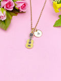 Gold Ukulele Charm Necklace, Music Instrument Musician Jewelry Gift, N5864