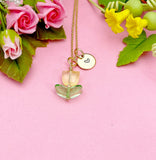 Gold Yellow Tulip Necklace, Tulip Charm, Gardening Gifts, Personized Birthday Gifts, N5303E